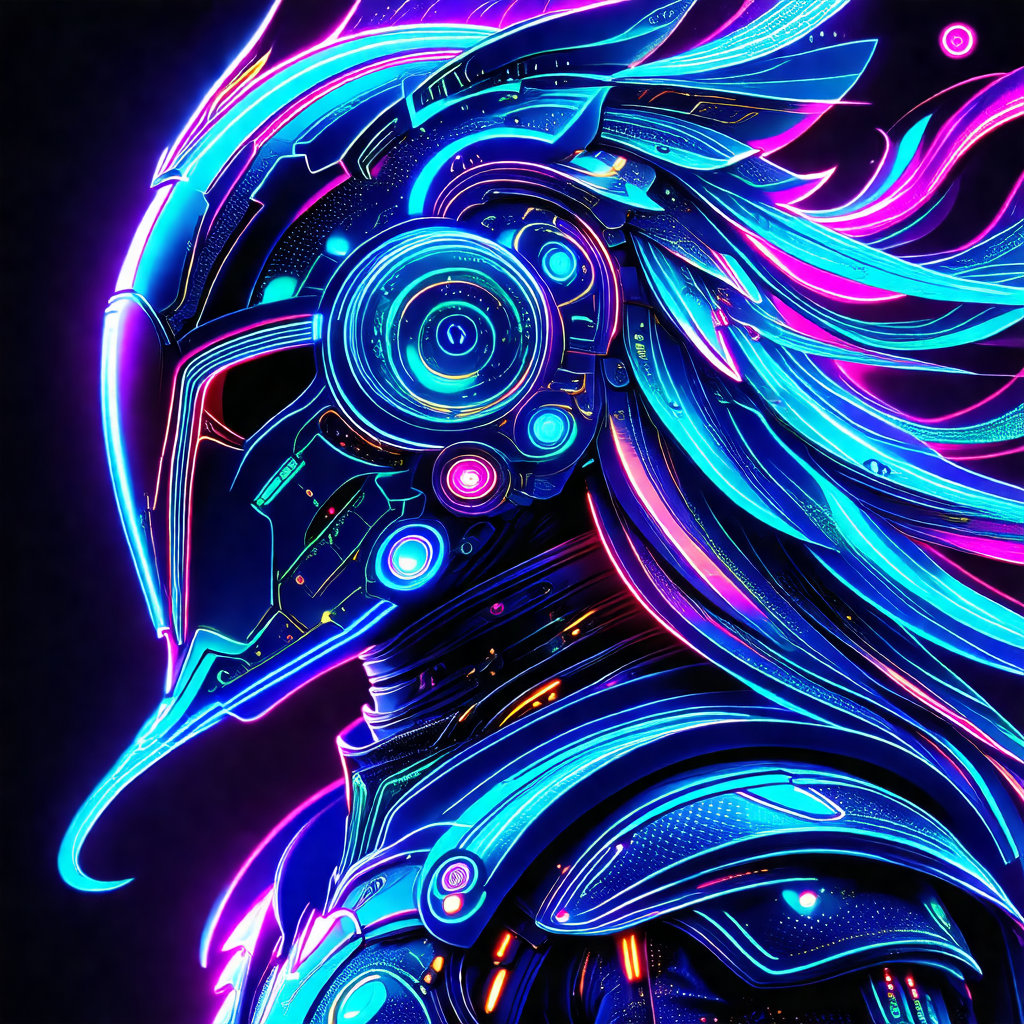 Colorful and futuristic portrait of a person with a long,...