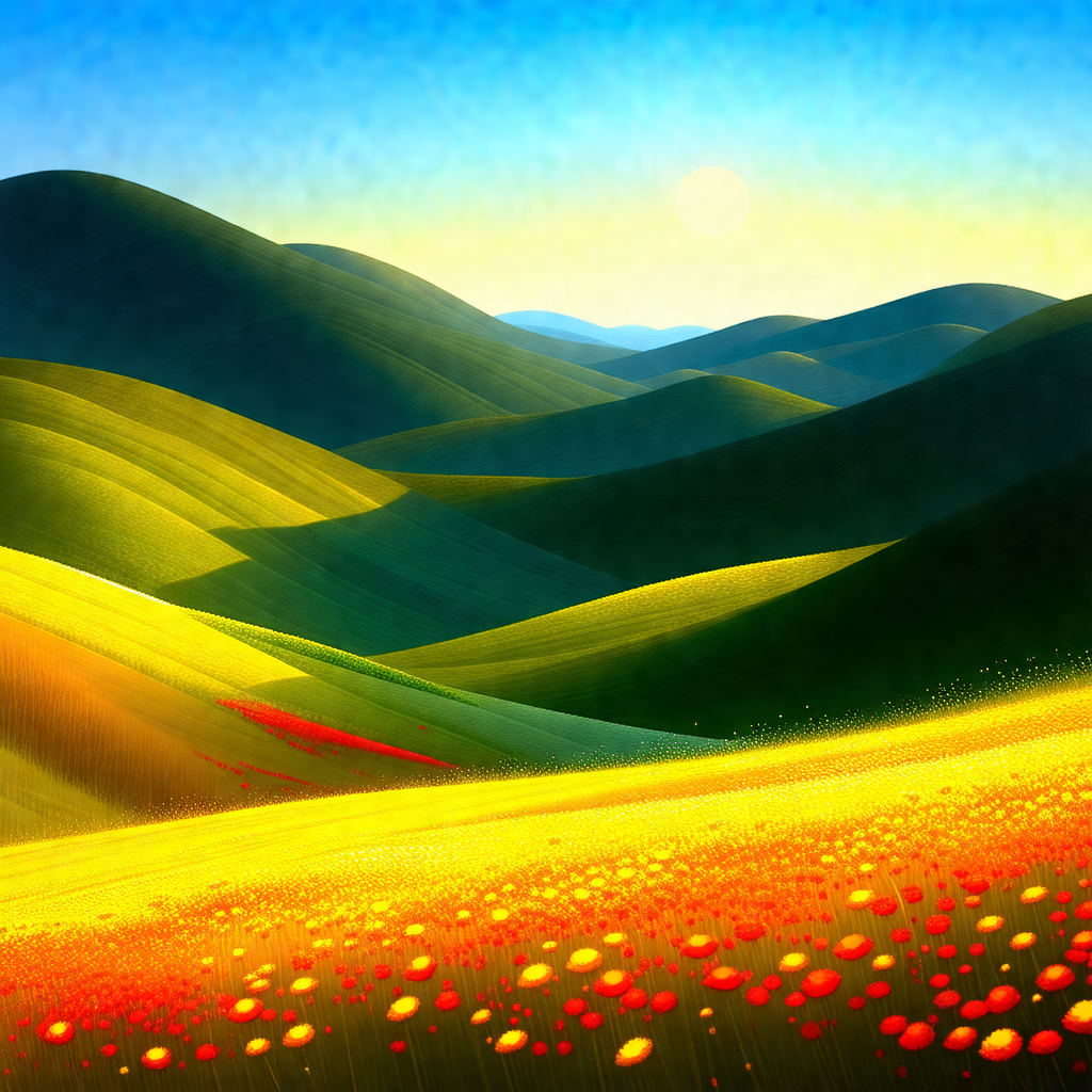 Painting of a beautiful landscape featuring a mountain ra...