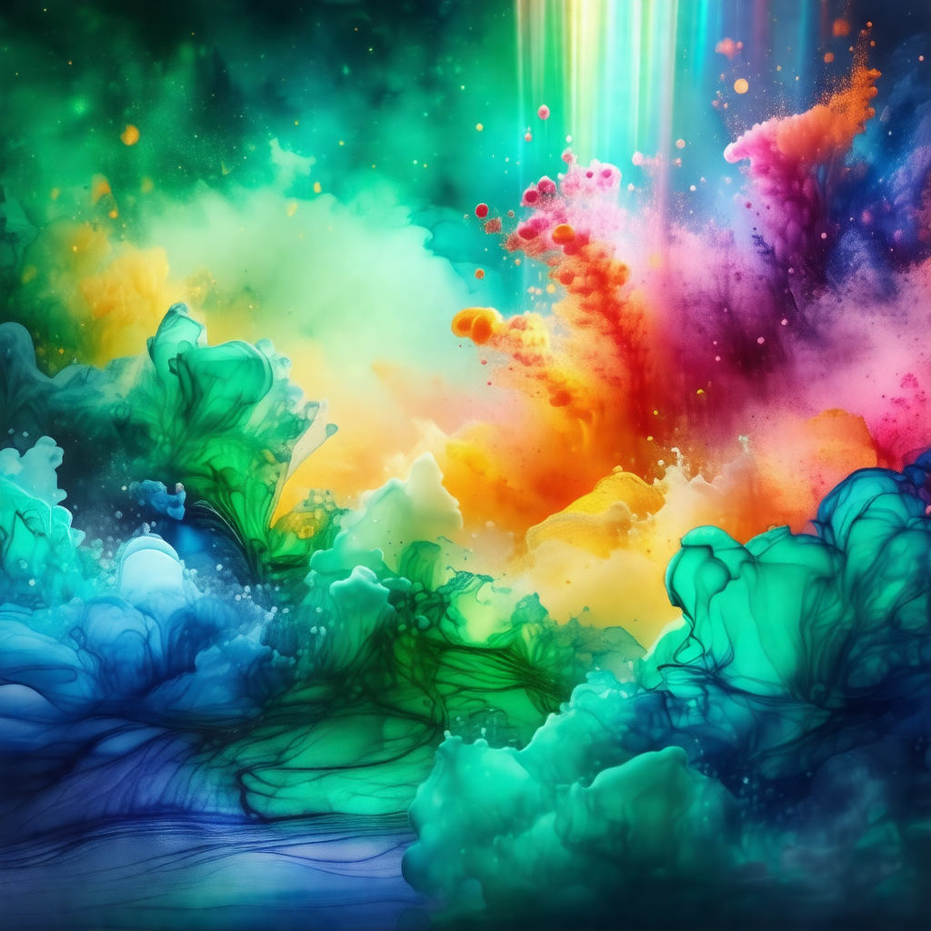 Colorful and vibrant painting of a waterfall