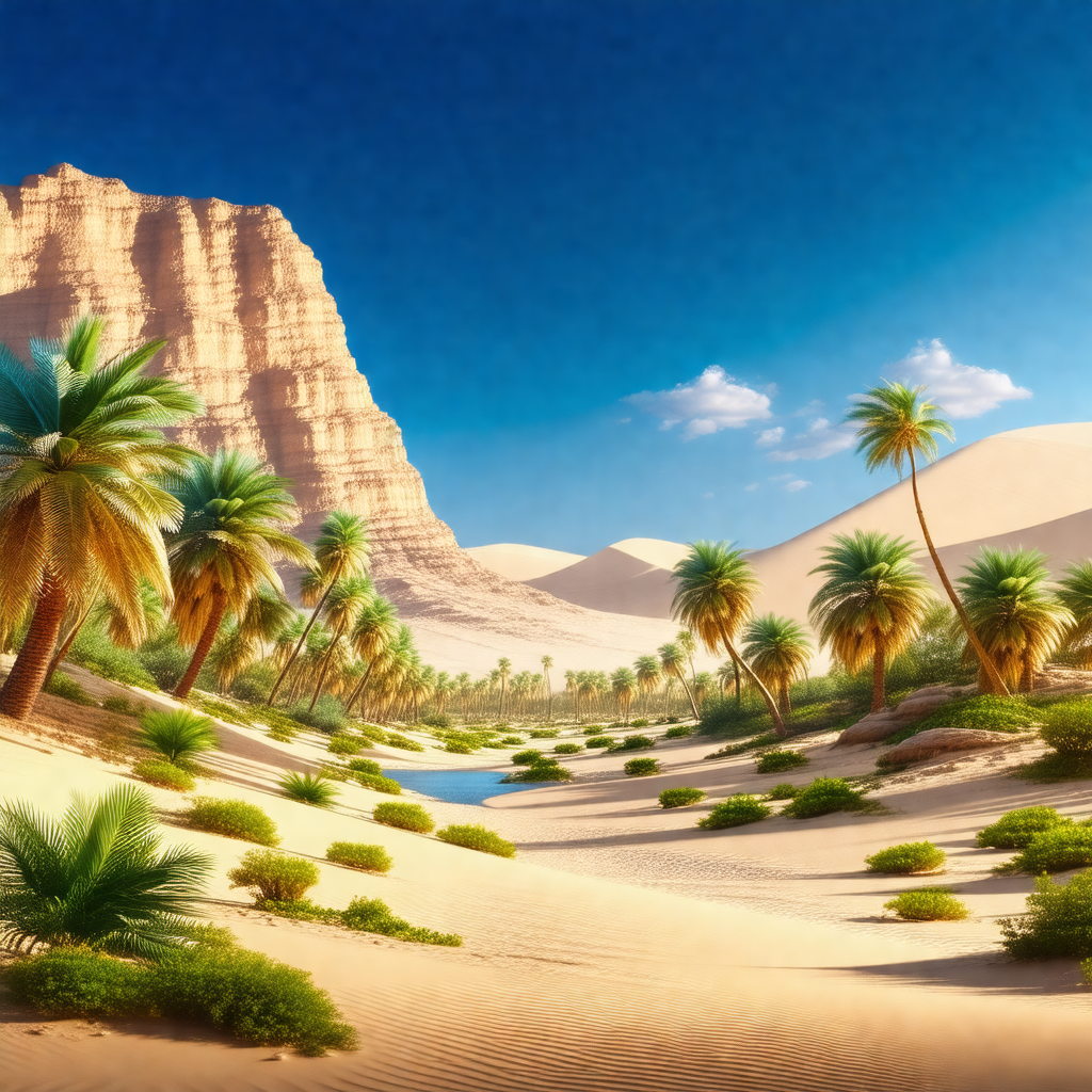 Beautiful desert landscape with a mountain range in the b...