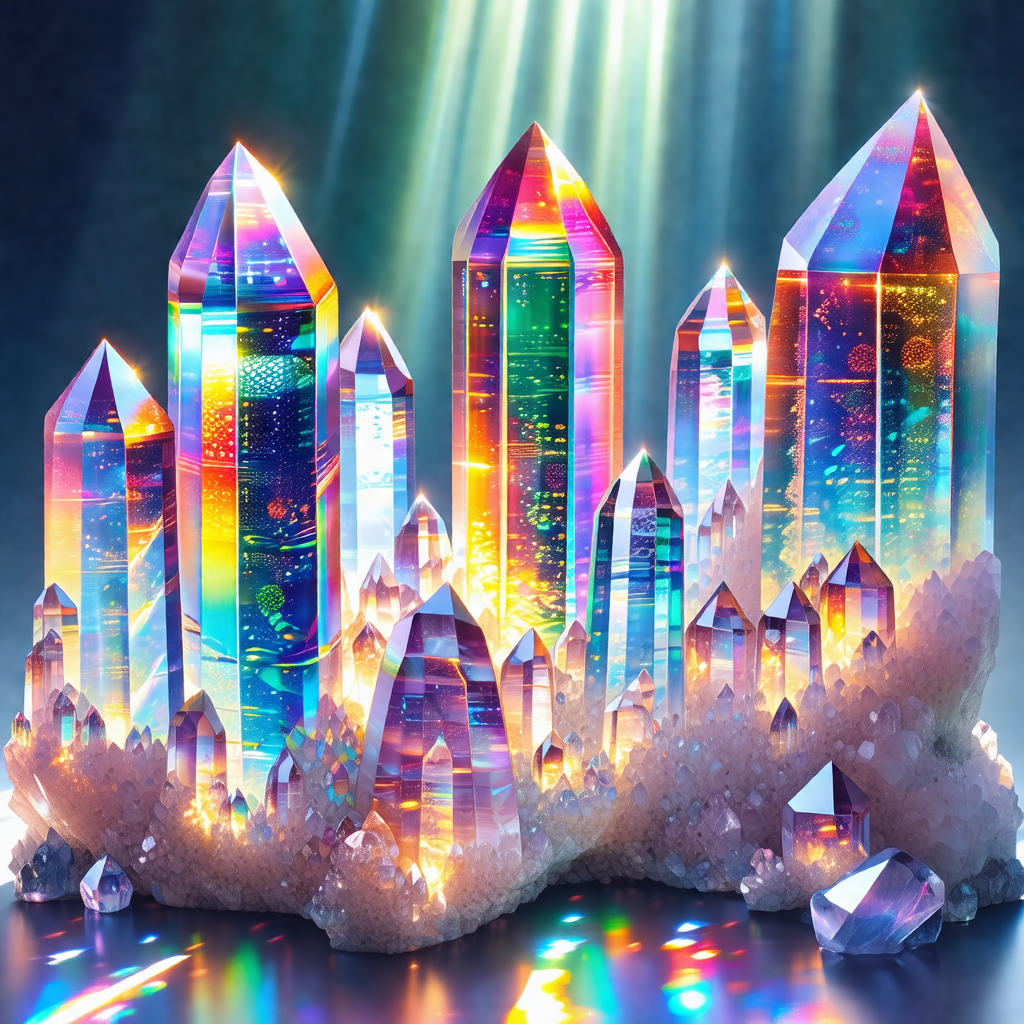 Beautifully crafted crystal structure, resembling a city ...