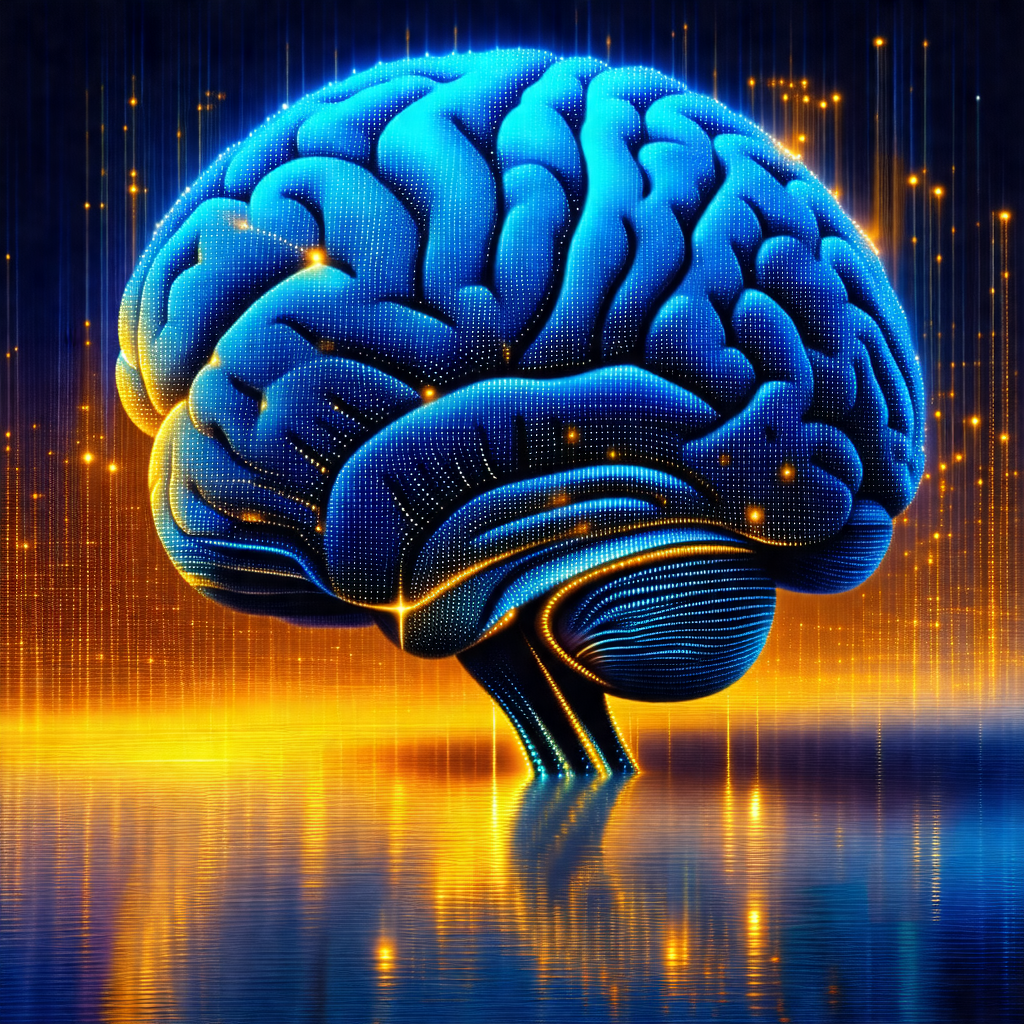 Close-up of a human brain, with a blue hue to it
