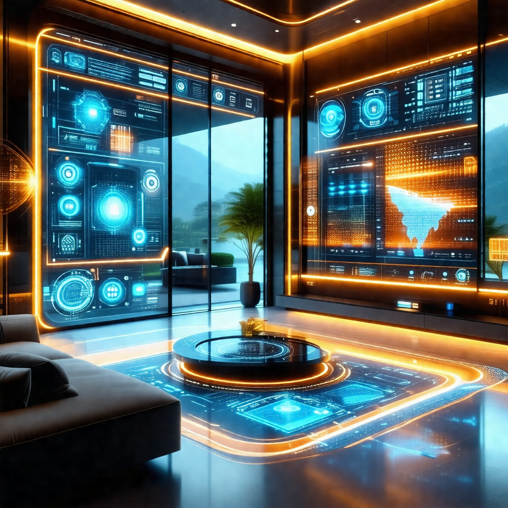 Modern living room with a futuristic design