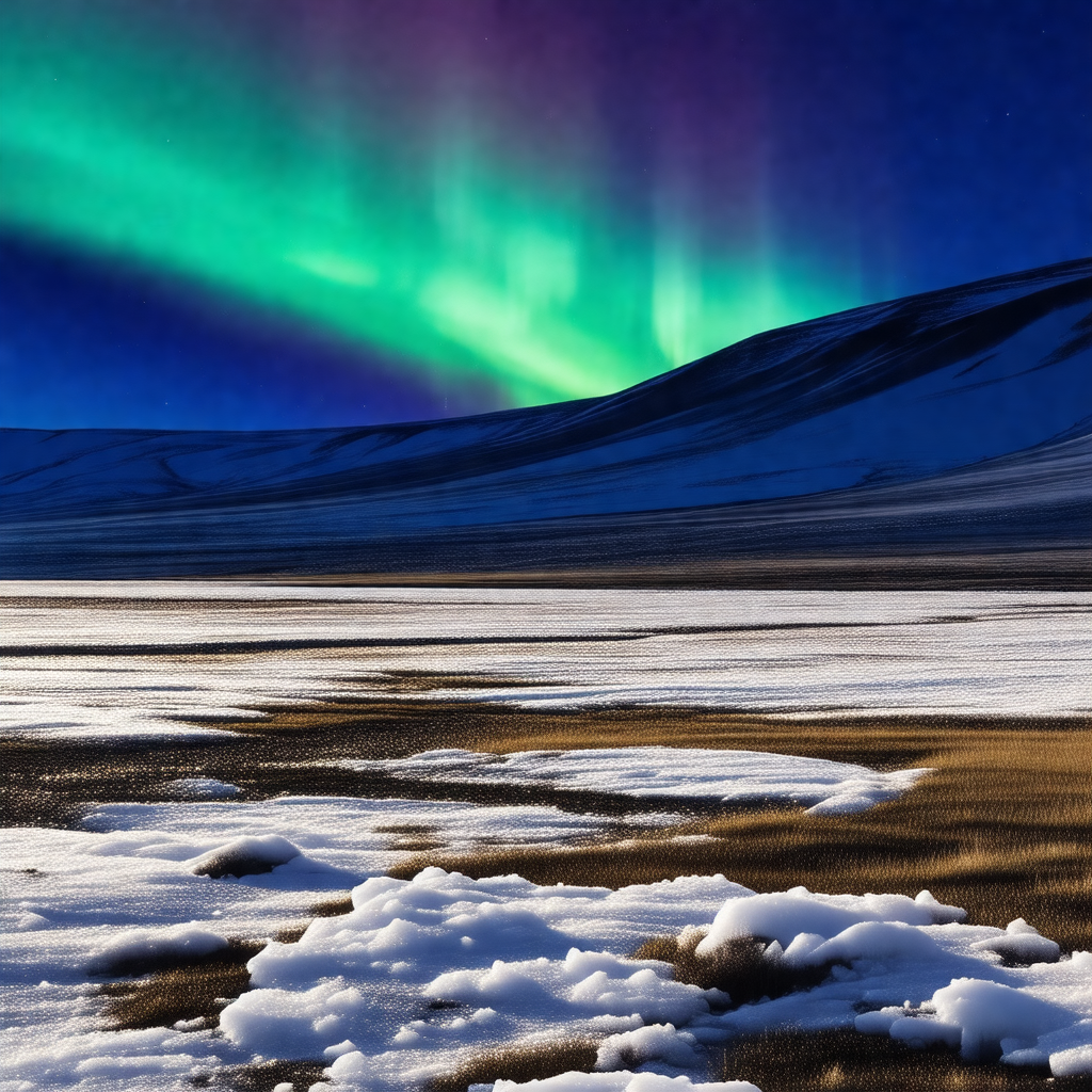 Captures a beautiful night scene with a mountain range in...