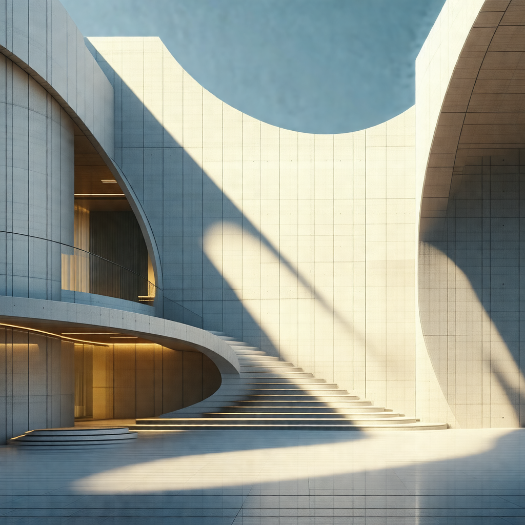 Large, modern building with a unique design