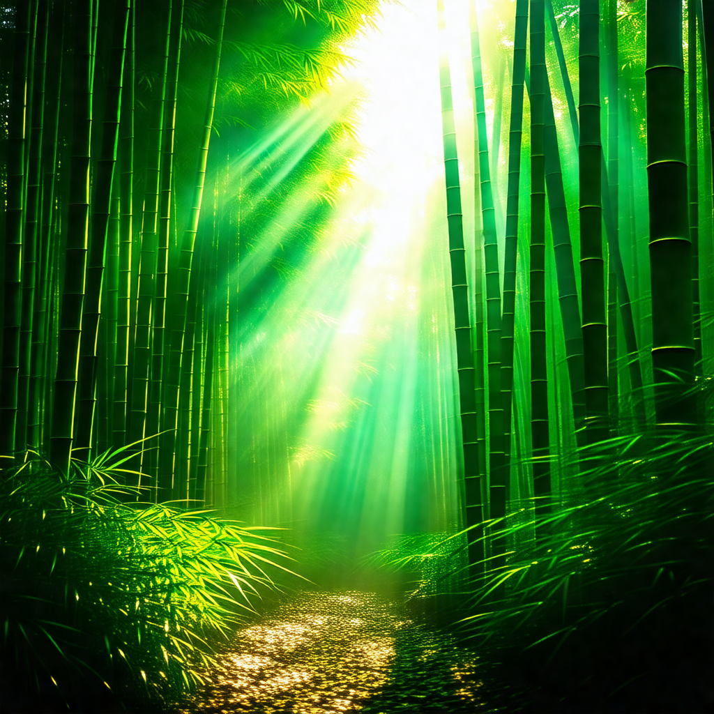 Lush green forest with a pathway leading through it