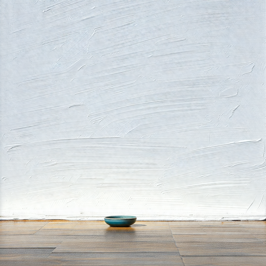 Blue bowl placed on a wooden floor