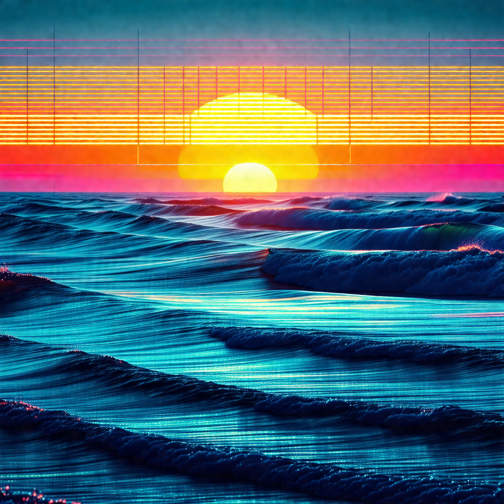 Beautiful sunset over a large body of water, possibly an ...