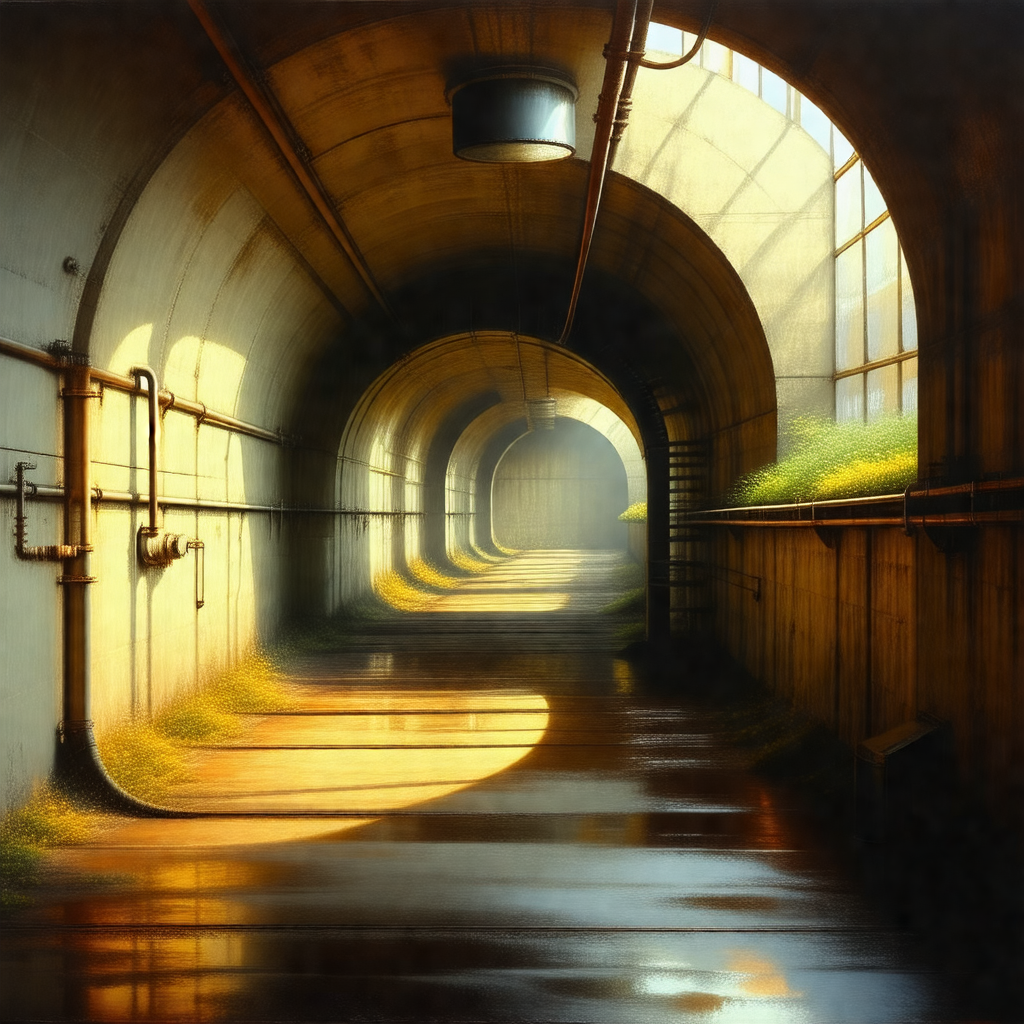 Long, narrow tunnel with a dirt floor