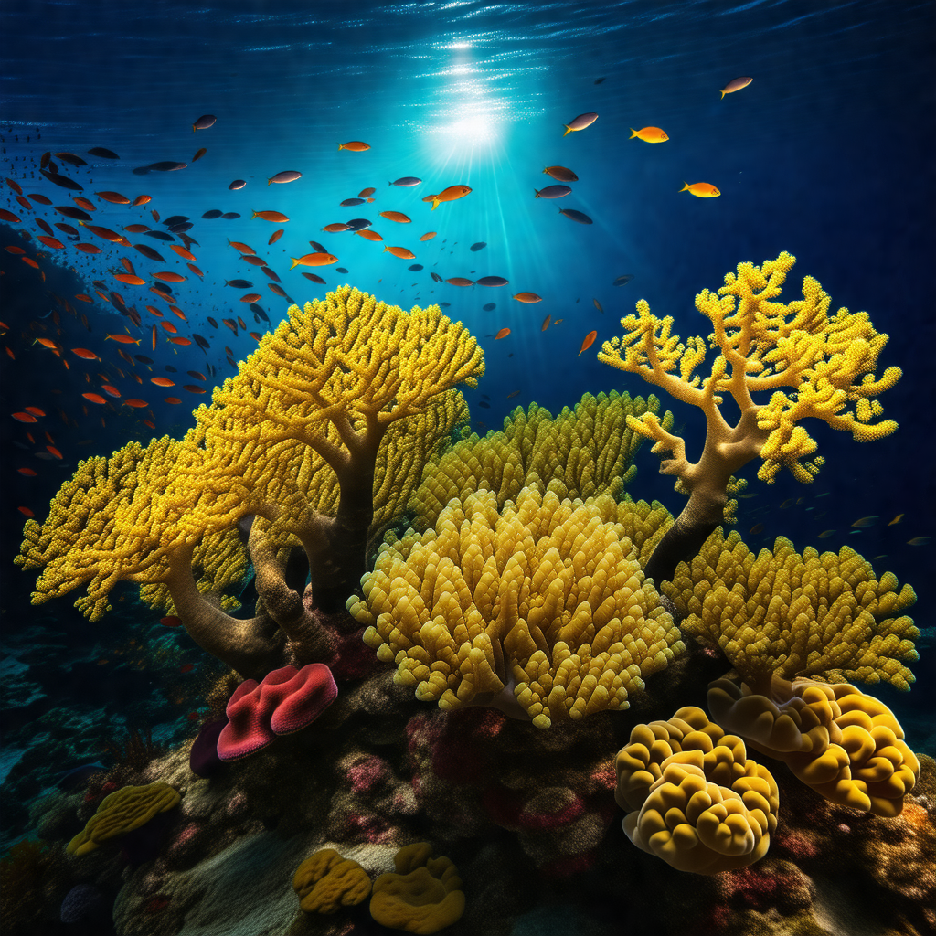 Vibrant underwater scene with a variety of colorful fish ...
