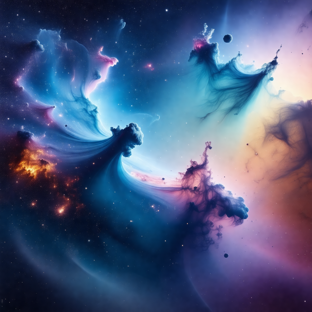 Beautiful and colorful space scene featuring a nebula wit...