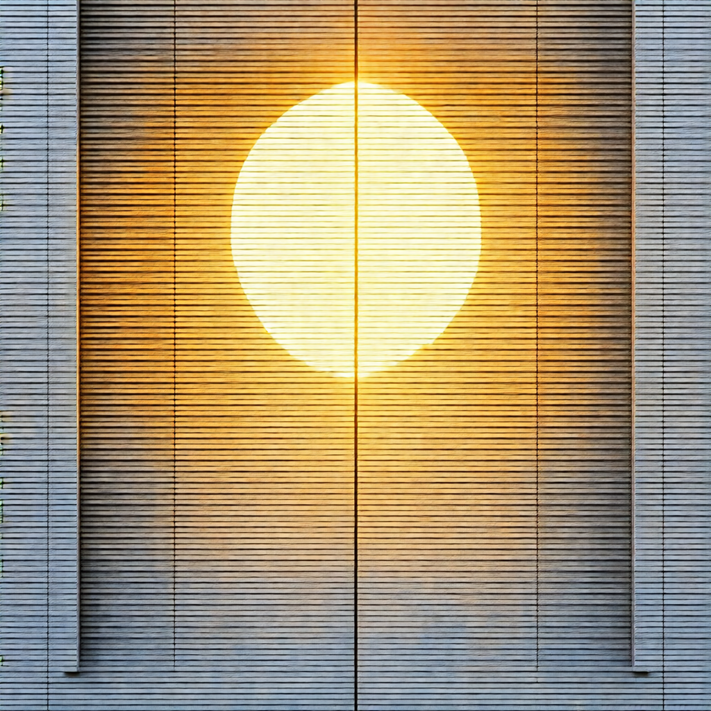 Large window with a sun shining through it, creating a be...