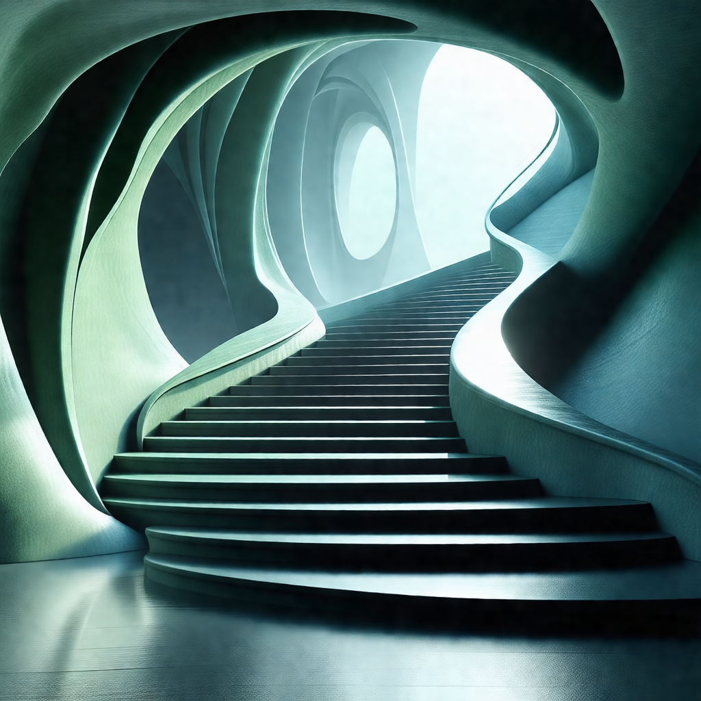 Spiral staircase that leads to a blue room