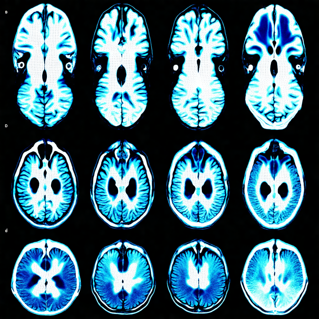 Collection of various brain scans, each with different co...