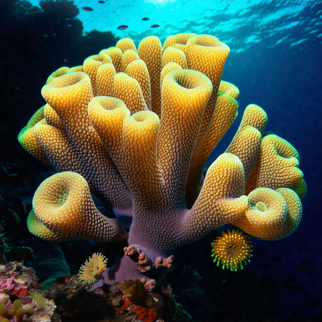 Vibrant coral reef with a variety of colorful sea creatures