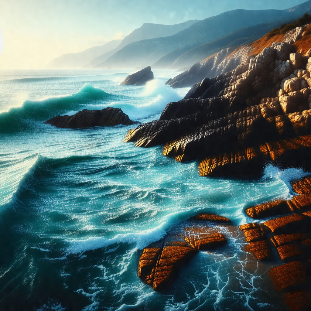 Beautiful beach scene with a large body of water, likely ...