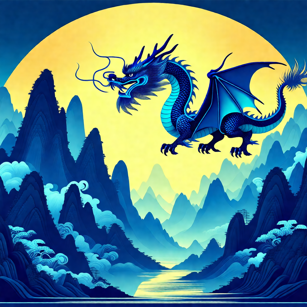 Dragon flying through the sky, with its mouth open as if ...