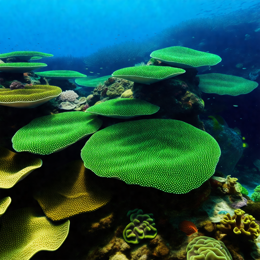 Vibrant underwater scene with a variety of colorful coral...
