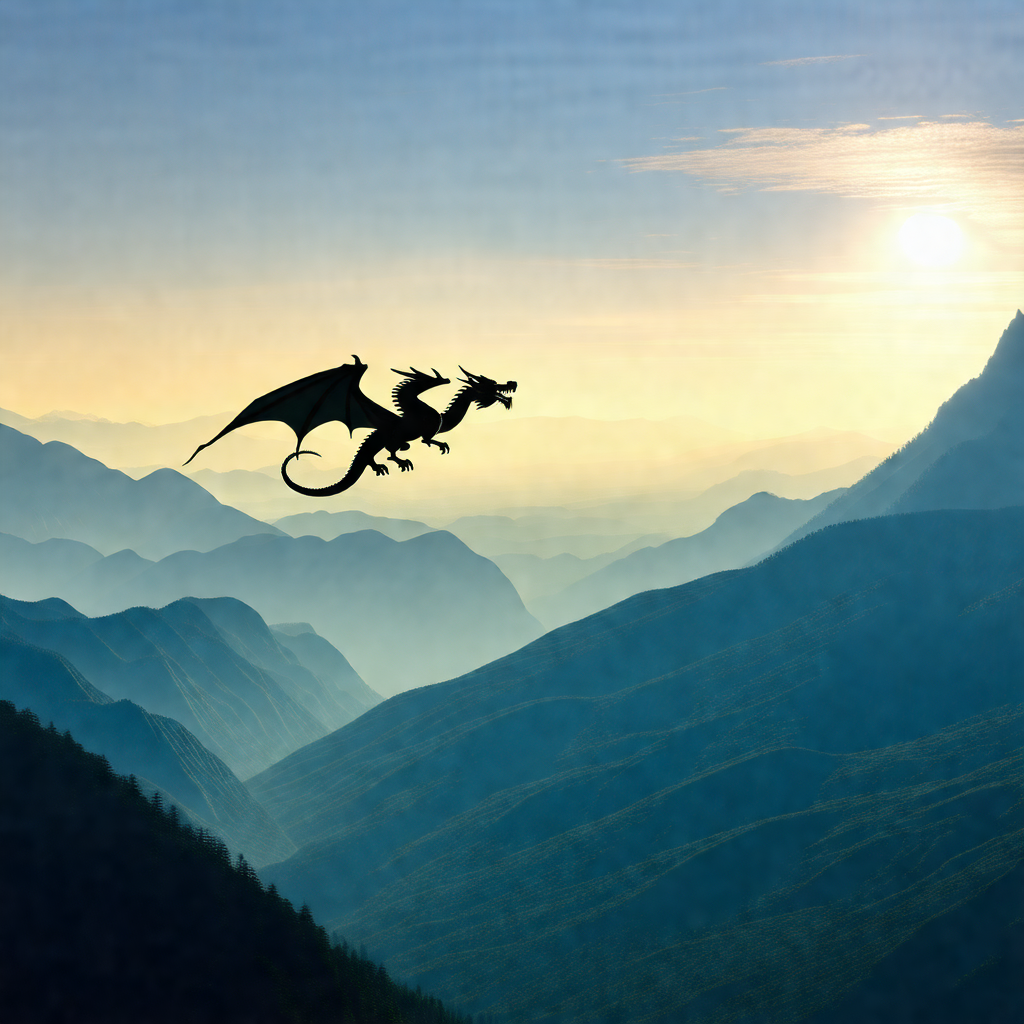 Majestic dragon flying through the sky, with its wings sp...