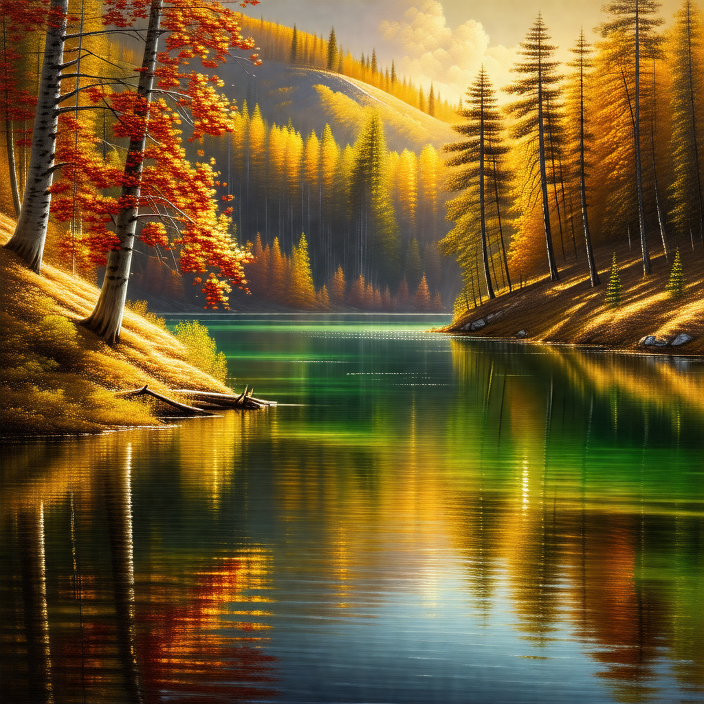 Serene lake surrounded by a forest