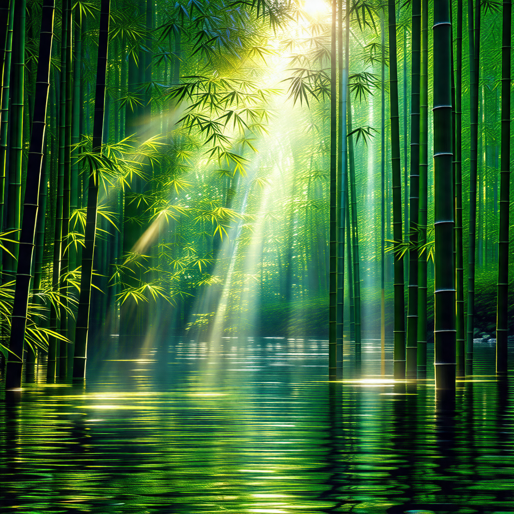 Serene scene of a river surrounded by lush green trees