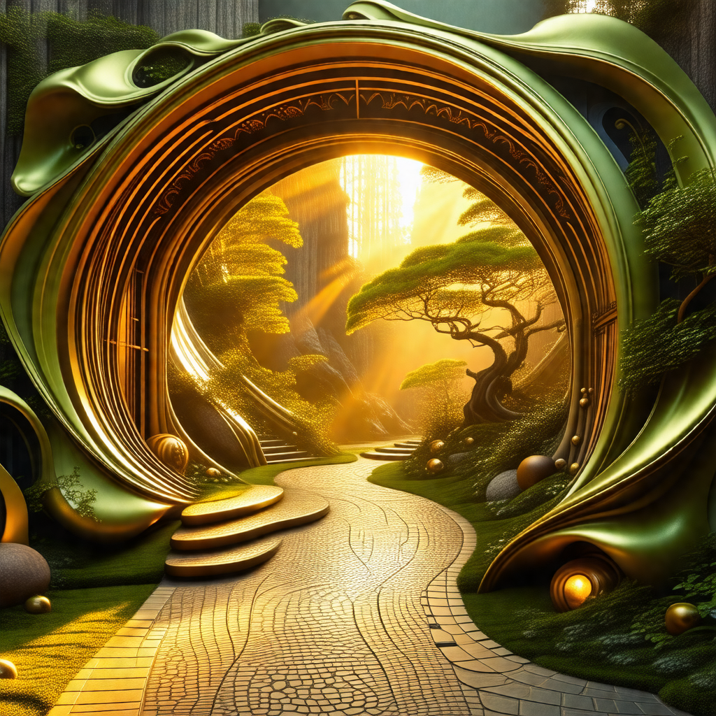 Fantasy world with a large, open doorway that leads to a ...