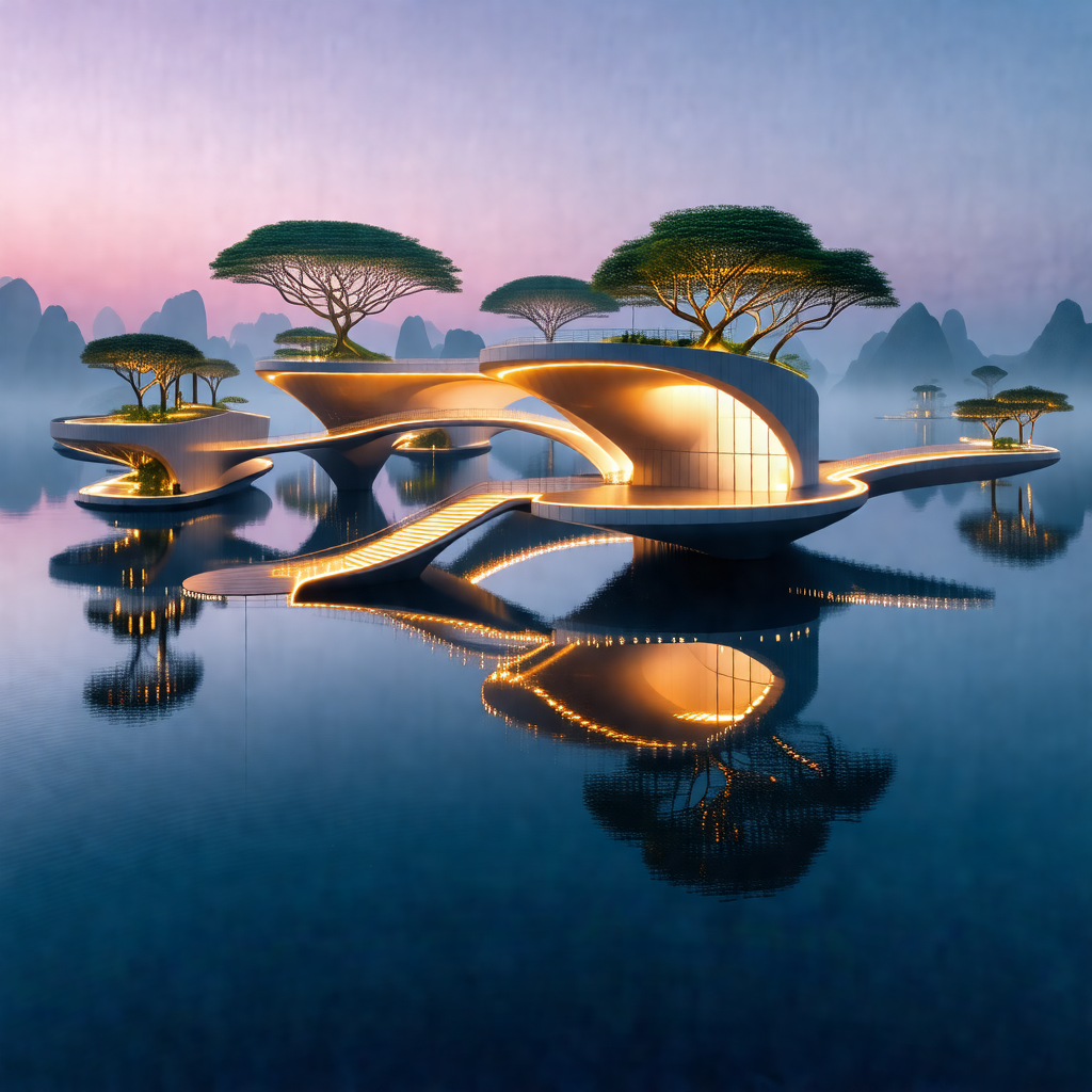 Large, modern-looking house situated on a body of water