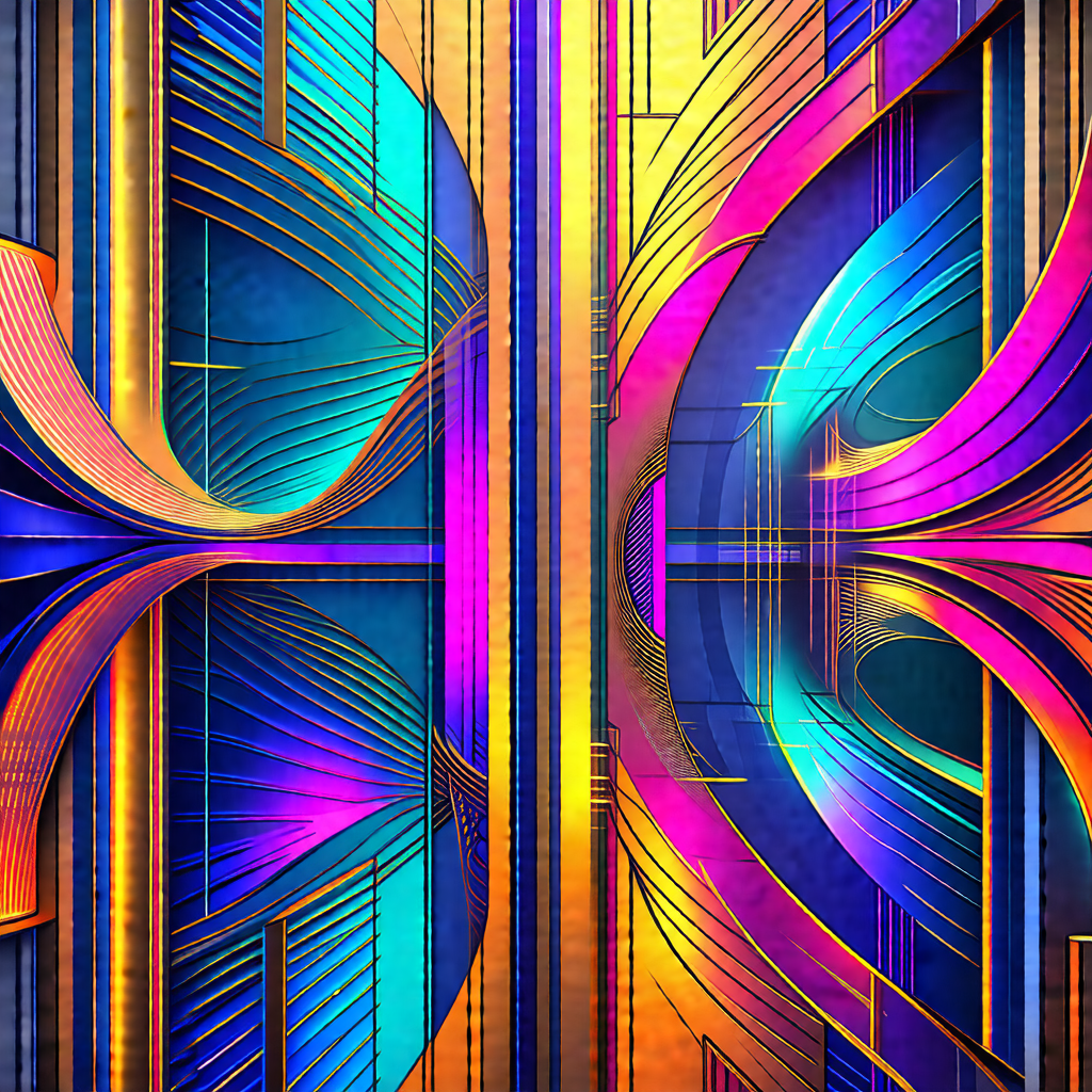 Colorful abstract art piece featuring a combination of bl...