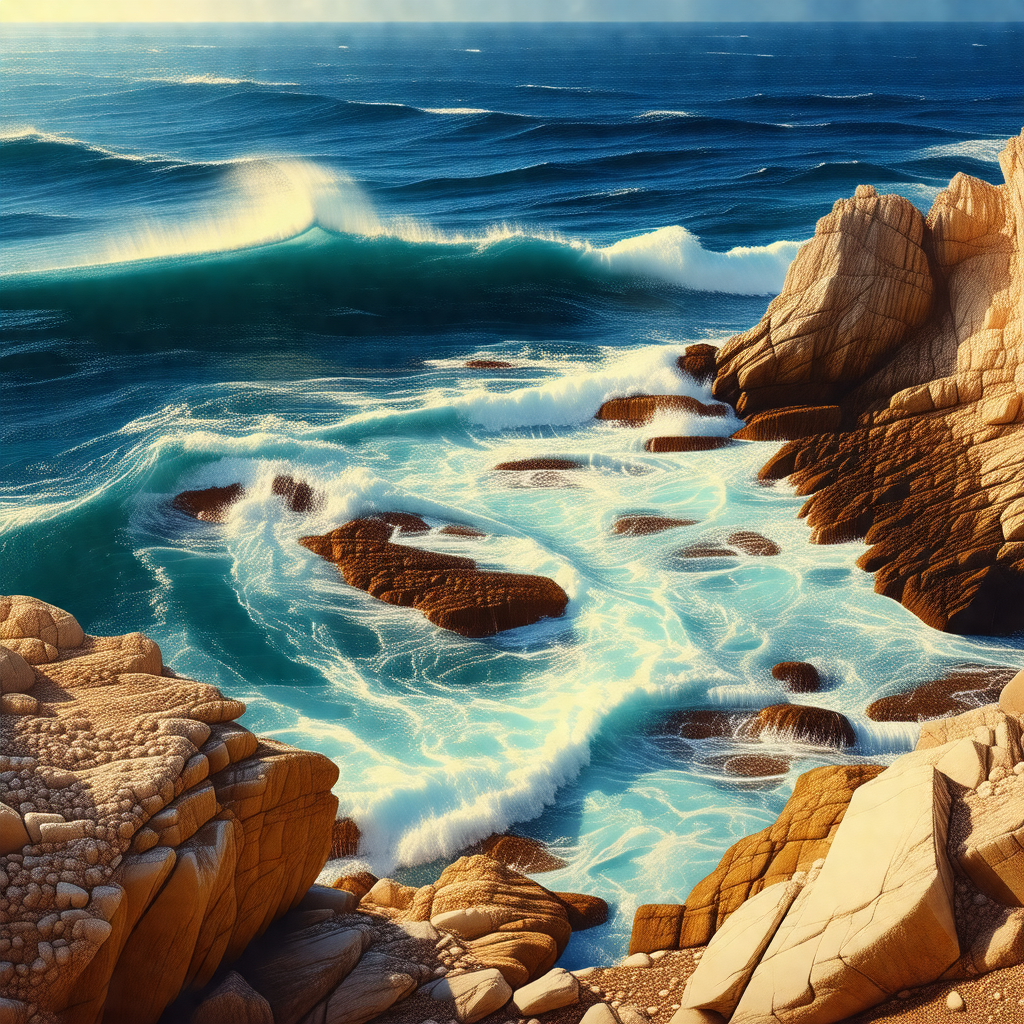 Beautiful ocean scene with a rocky coastline