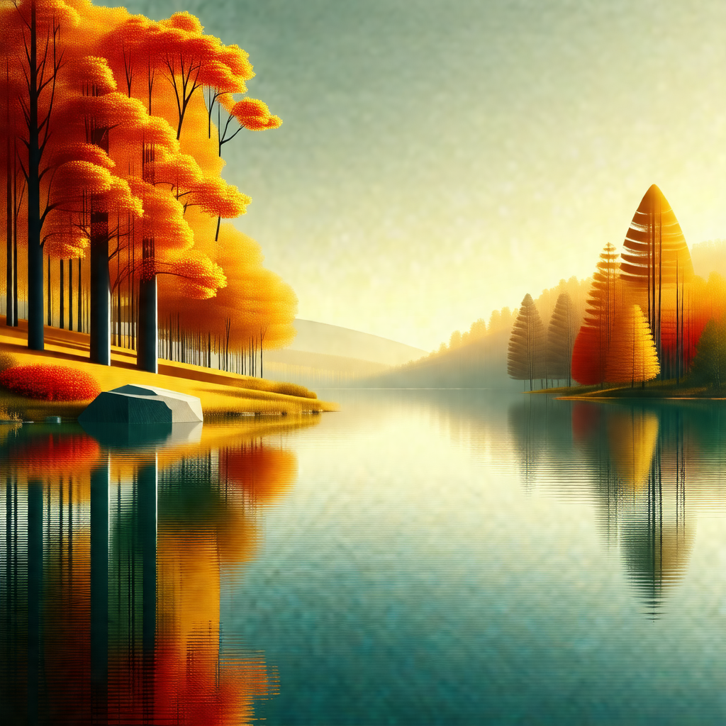 Serene scene of a lake surrounded by trees