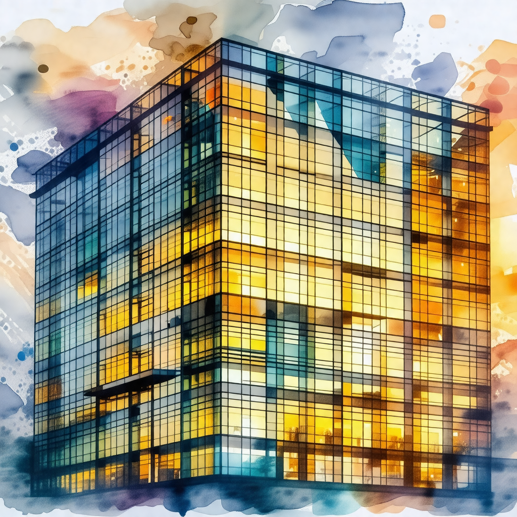 Large, colorful building with a lot of windows