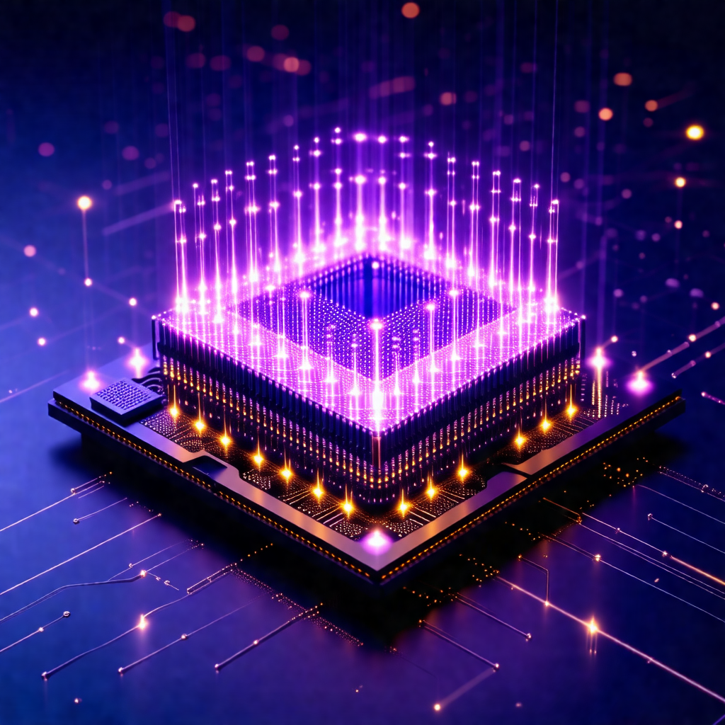 Large, purple, three-dimensional structure with a square ...