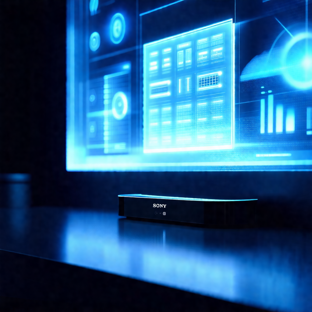 Sony speaker sitting on a table