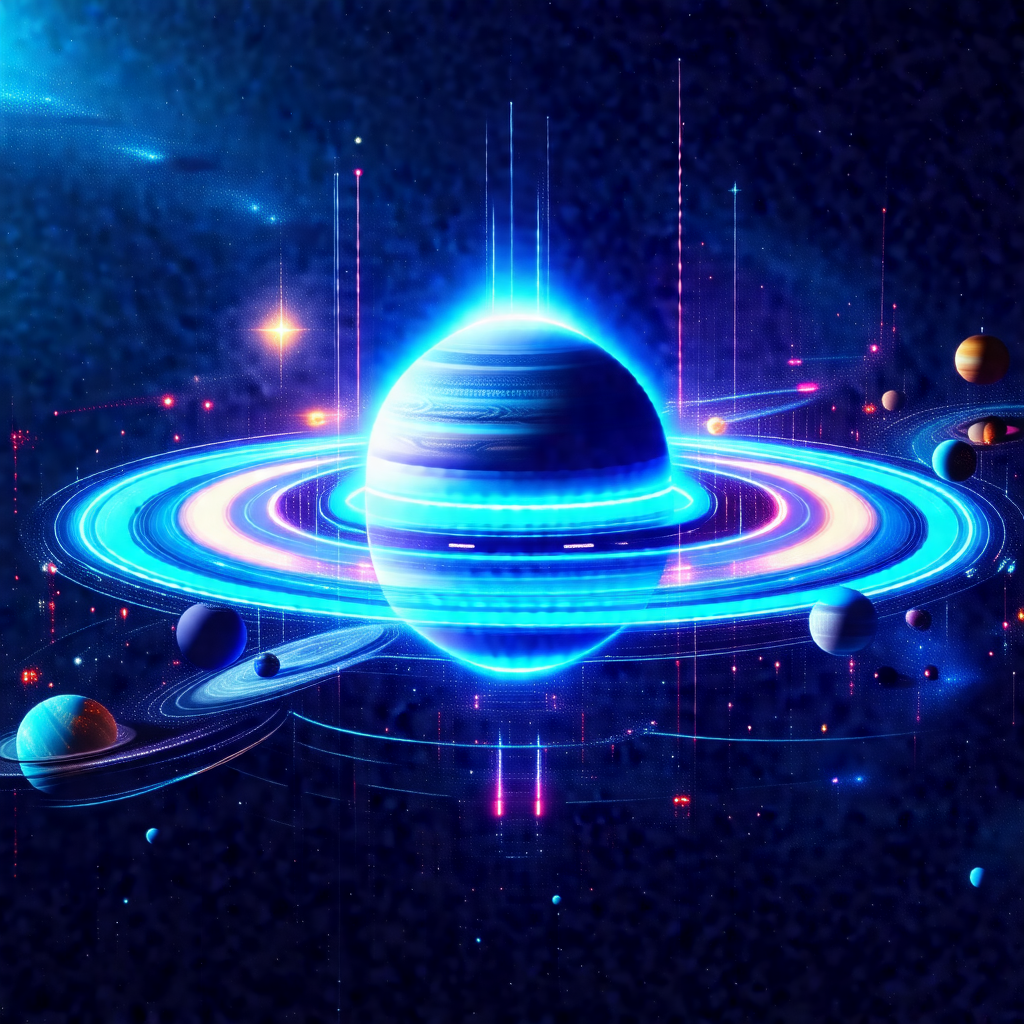 Colorful and detailed representation of the solar system