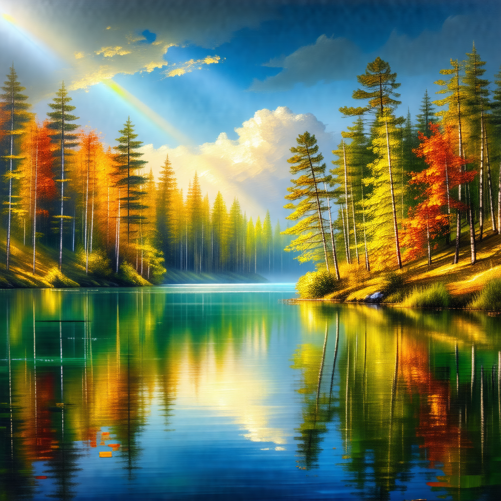 Serene scene of a lake surrounded by trees