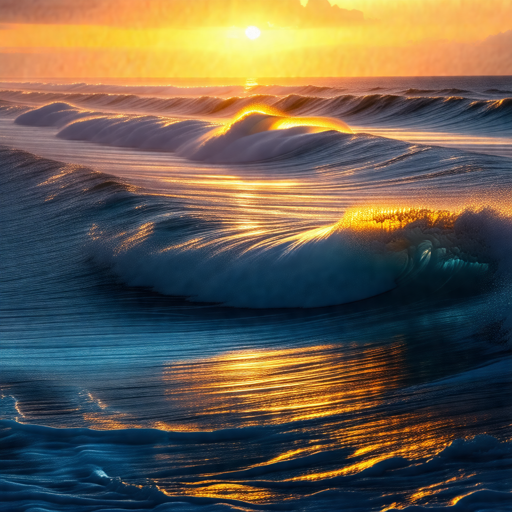 Captures a beautiful sunset over the ocean, with the sun ...