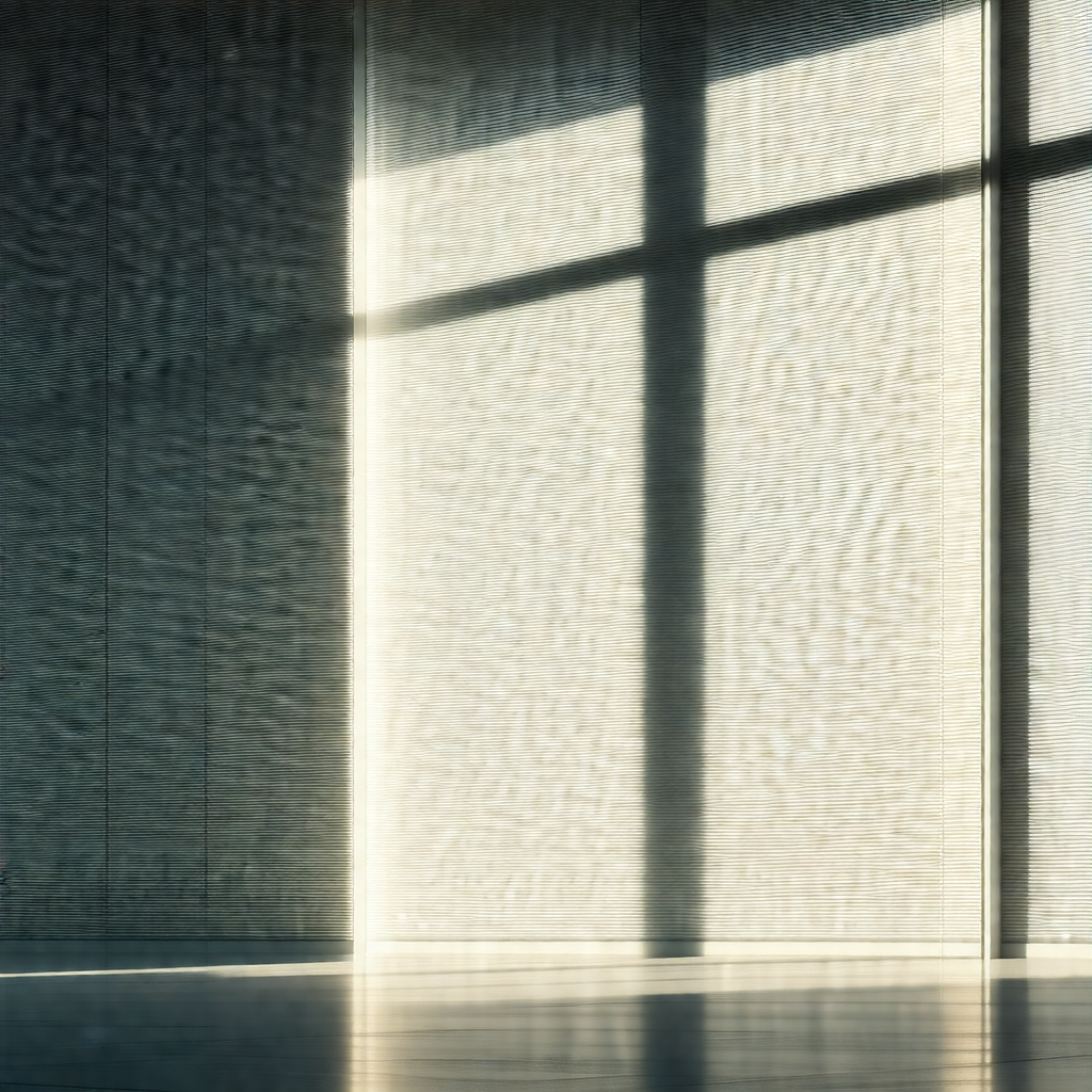 Large window with a reflection of a person standing in fr...