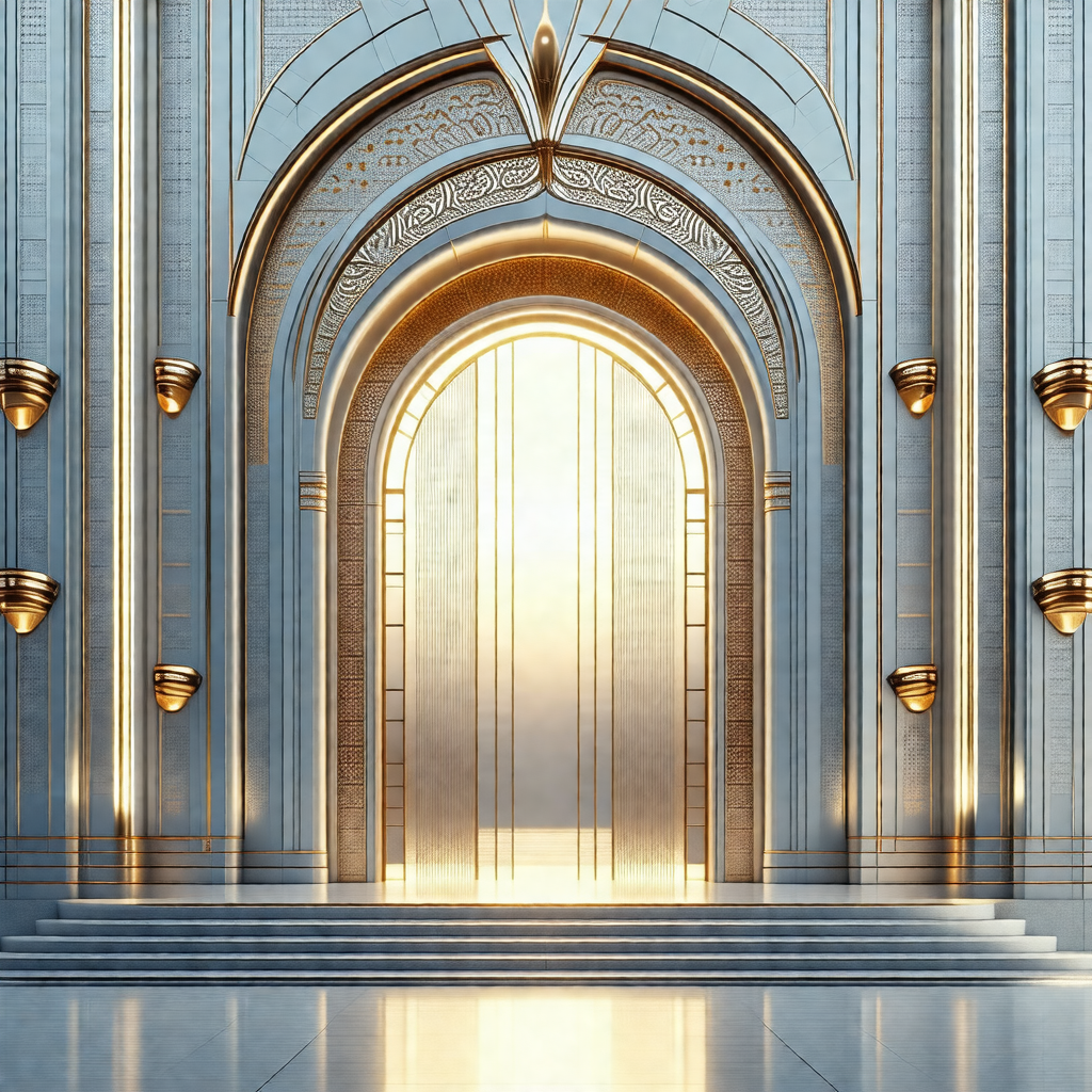 Large, ornate doorway with a gold and white color scheme