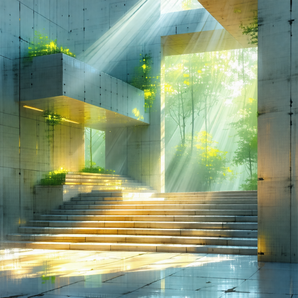Large, modern building with a large window