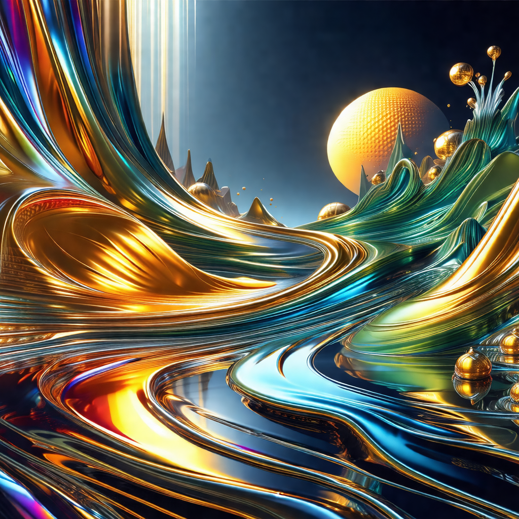 Vibrant and colorful painting of a waterfall, featuring a...