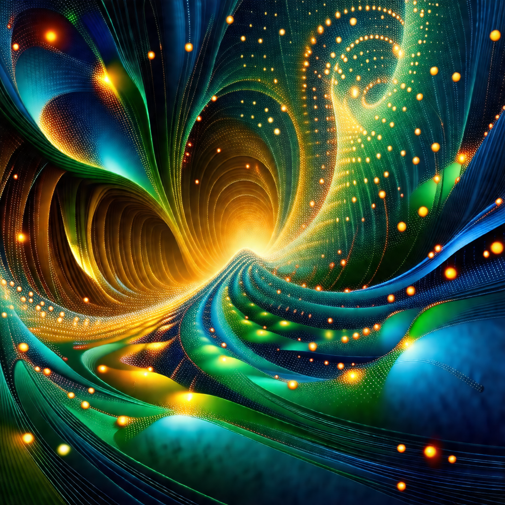 Vibrant and colorful digital artwork featuring a spiral-l...