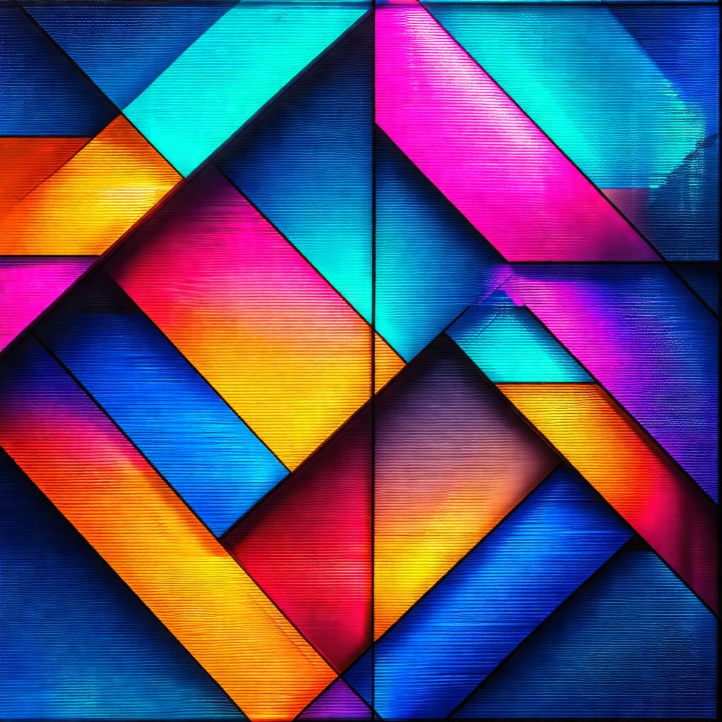 Colorful and abstract artwork, possibly a painting or a s...