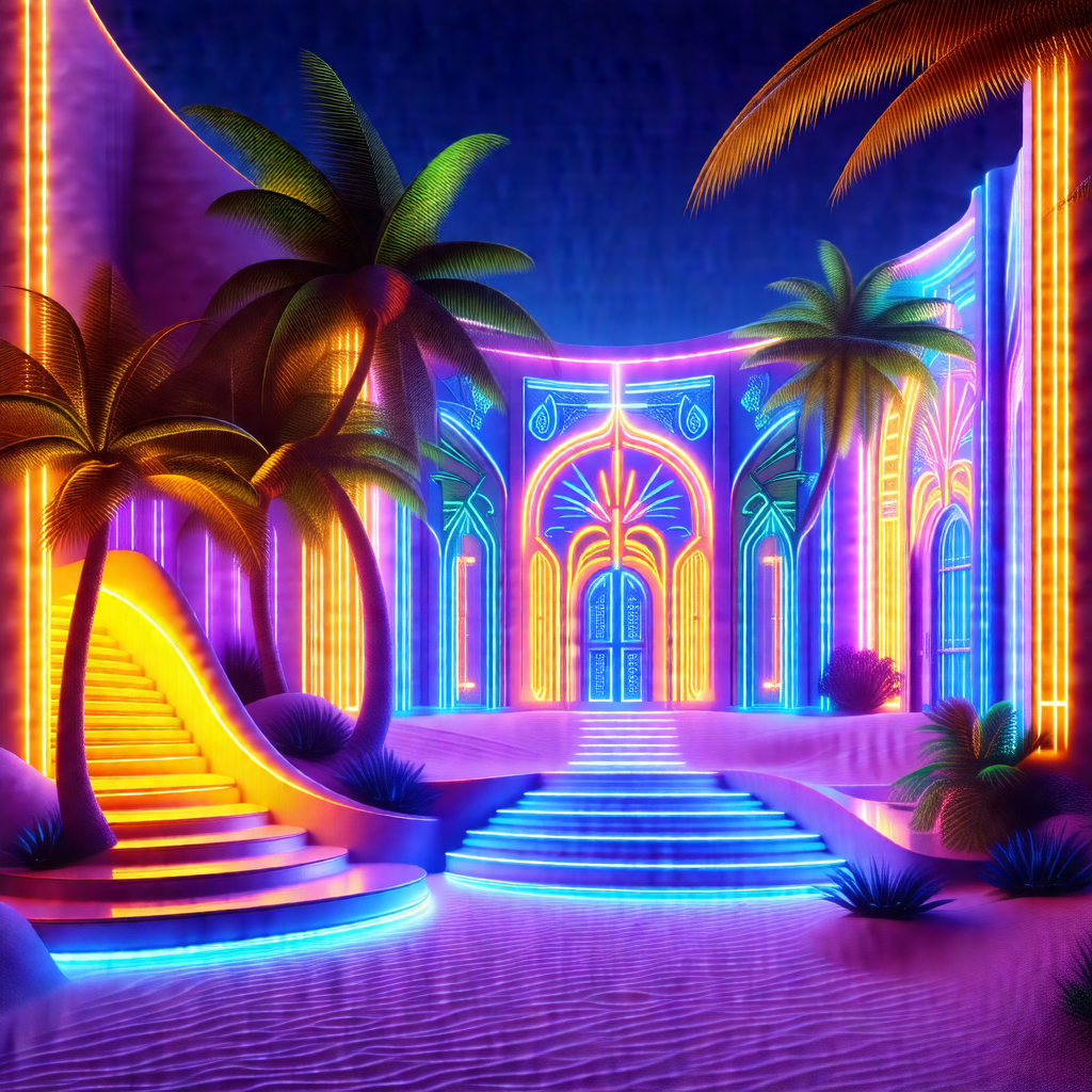 Computer-generated (cgi) depiction of a desert landscape ...