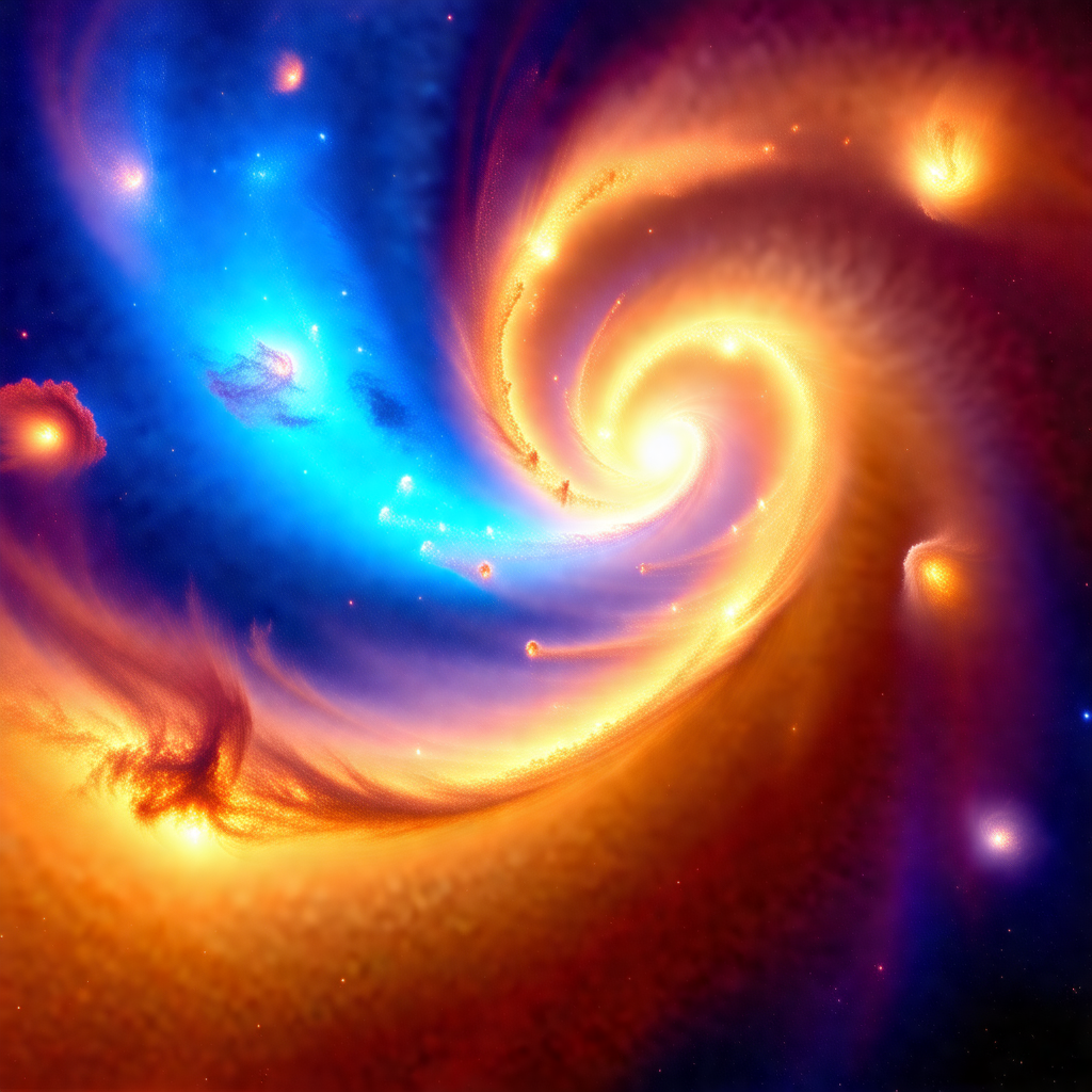 Colorful and detailed representation of a spiral galaxy