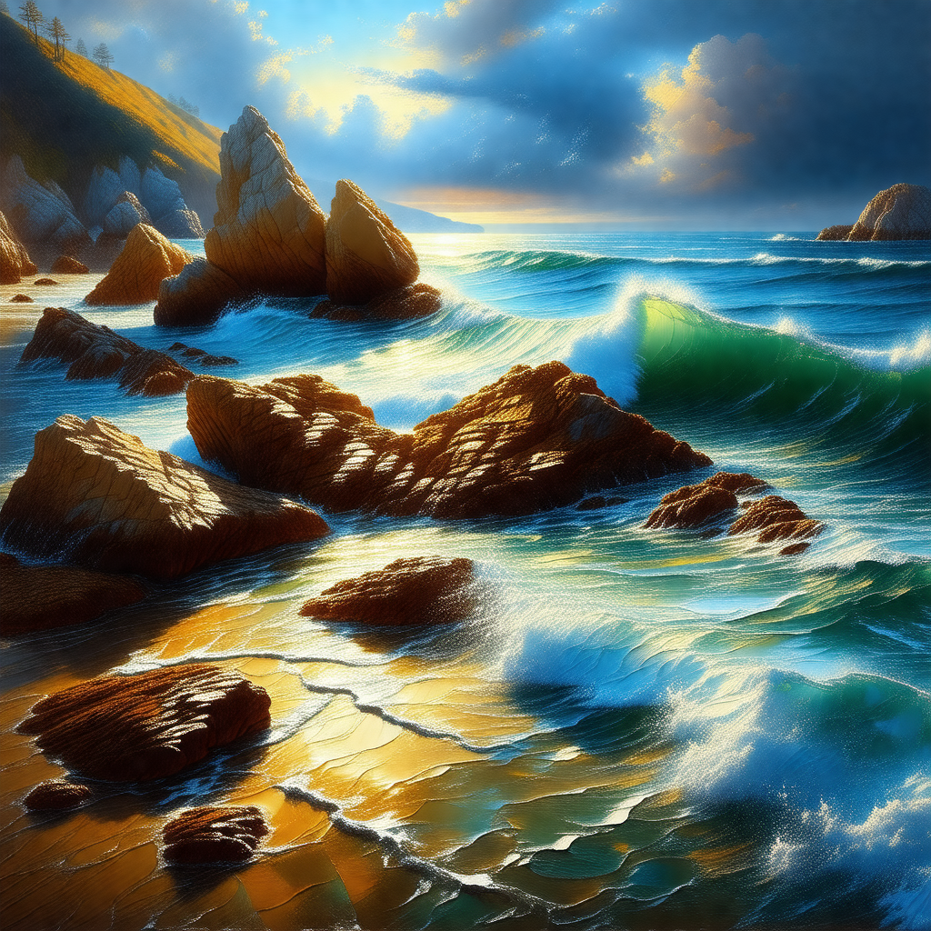 Beautiful beach scene with a large body of water, likely ...