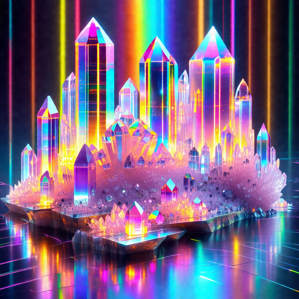 Colorful and vibrant display of crystals, possibly a mode...