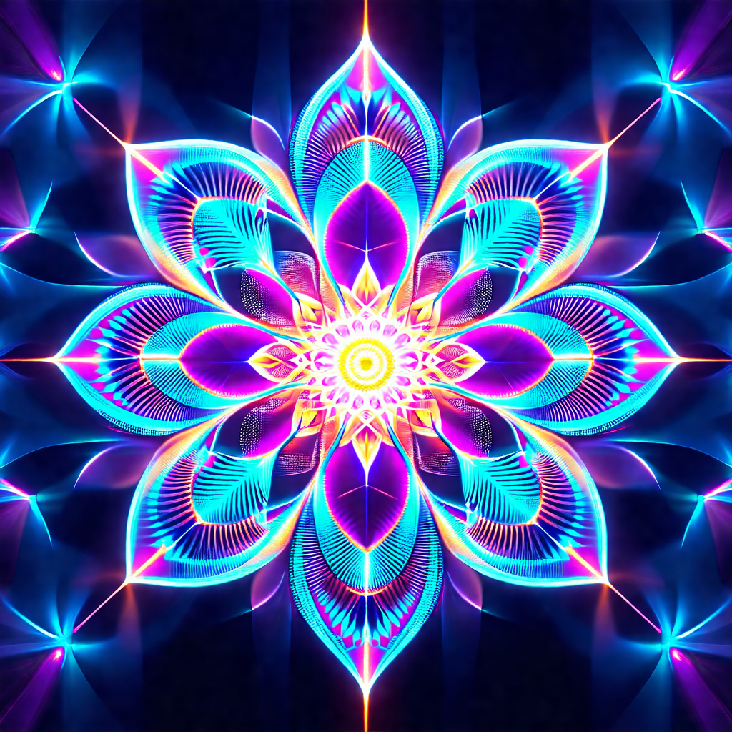 Vibrant, colorful flower with a yellow center
