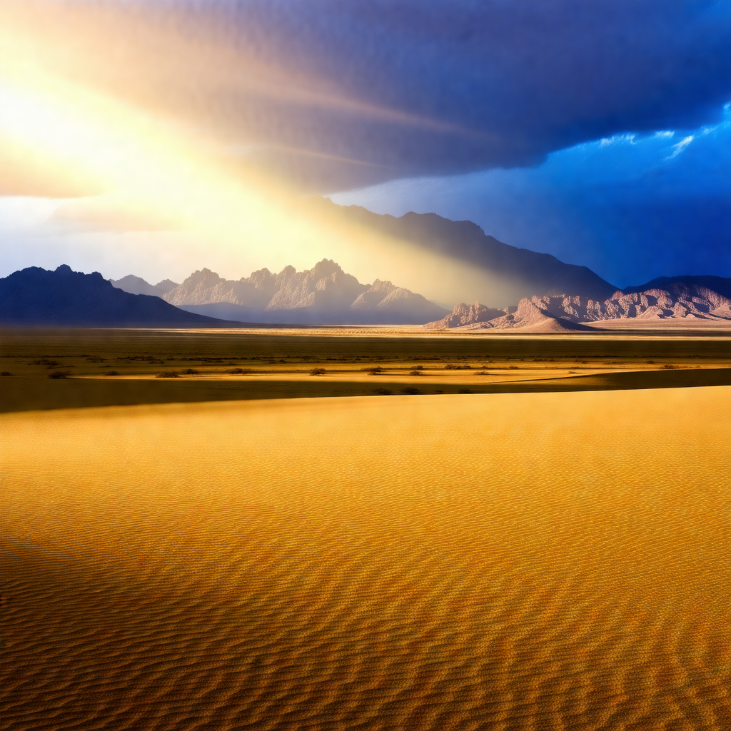 Beautiful desert landscape with a sandy terrain and a sky...