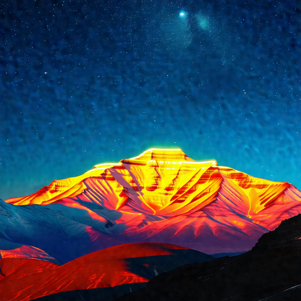 Majestic mountain with a stunning sunset in the background