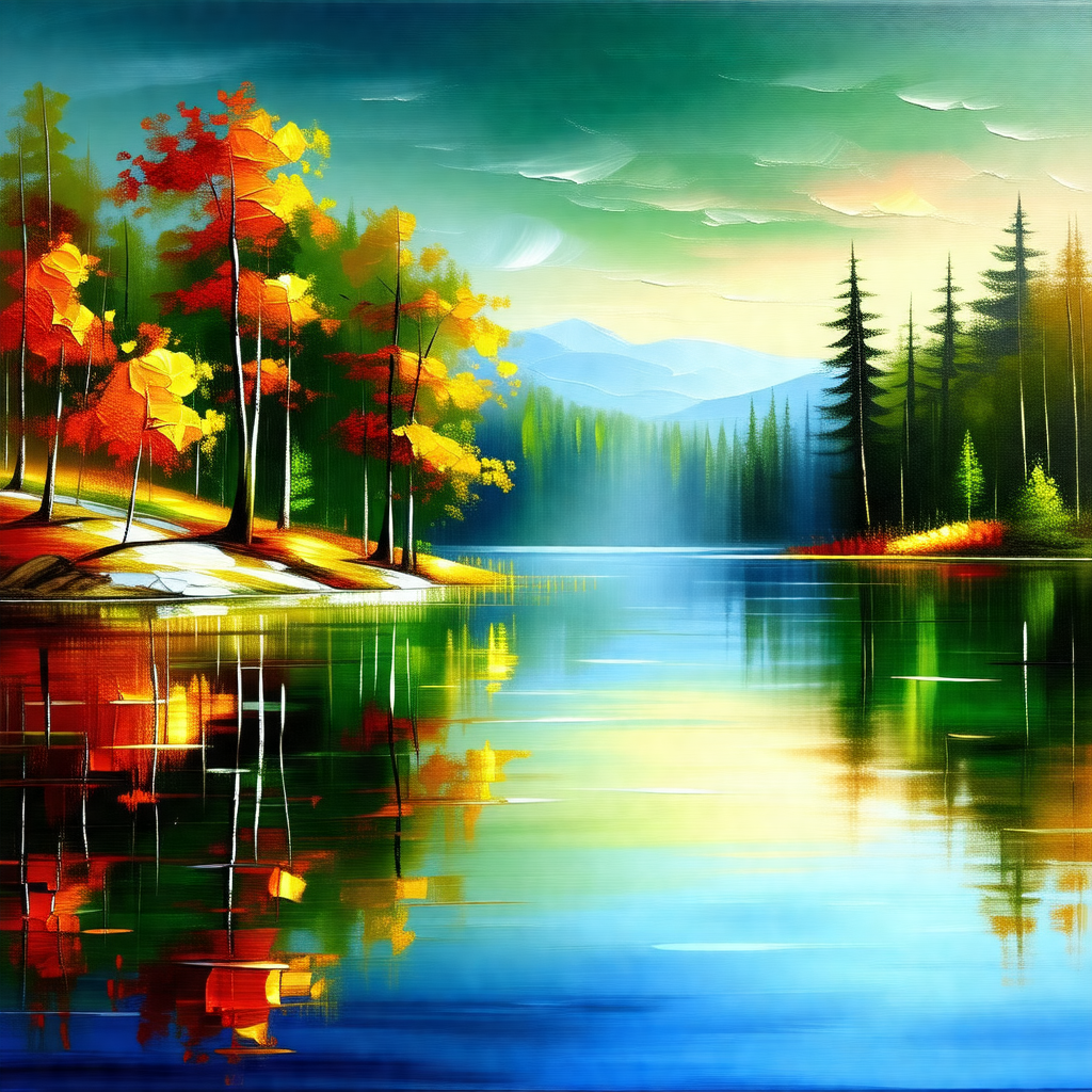 Serene scene of a lake surrounded by trees